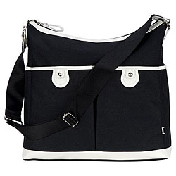 OiOi Black and White Eyelet Hobo Diaper Bag.