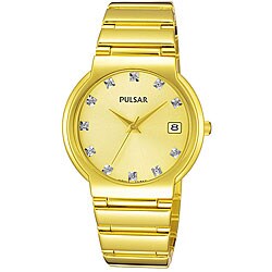 Pulsar Men's Crystal Goldplated Stainless Steel Watch