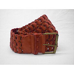CO2 Cashmere Women's Red Woven Leather Belt