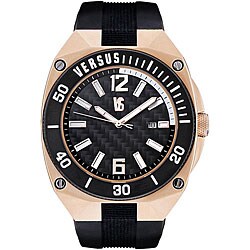 Versus Men's Edge Rose Goldtone Case Black Rubber Strap Watch