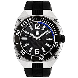 Versus Men's Edge Stainless Steel Case Black Rubber Strap Watch