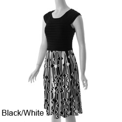 Sangria Women's Pleated Bodice Printed Dress