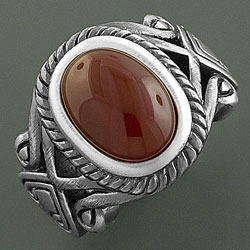 Handcrafted Stainless Steel Carnelian Celtic Oval Ring (China)