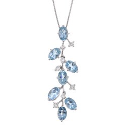 18k White Gold Aquamarine and 1/5ct TDW Diamond Necklace (H-I, I1)