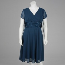 Connected Apparel Women's Plus Size Chiffon Dress