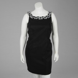 Connected Apparel Women's Plus Size Rhinestone Dress