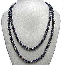 Black Freshwater Pearl 64-inch Endless Necklace (7.5-8 mm)