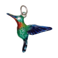 Sterling Silver Enamel Hummingbird Charm
