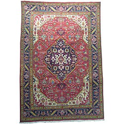 Persian Hand-knotted Red Wool Tabriz Rug (6'10 x 10')
