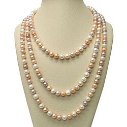 Multi-colored Pink Freshwater Pearl Endless Necklace (9-10 mm)