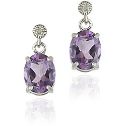 Glitzy Rocks Sterling Silver Amethyst and Diamond Accent Earrings