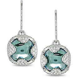18k Gold Aquamarine and 9/10ct TDW Diamond Earrings (G-H, SI)