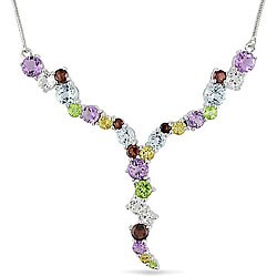 Sterling Silver Multi-gemstone Necklace