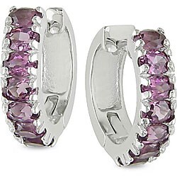 Sterling Silver Rhodolite Huggie Earrings