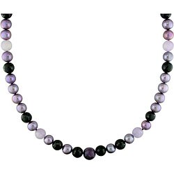 Plum Freshwater Pearl and Multi-gemstone Necklace
