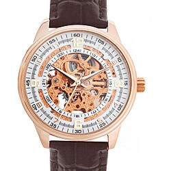 Akribos XXIV Men's Saturnos Rose Gold Skeleton Dial Automatic Strap Watch