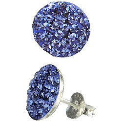 Sterling Silver Round Light Blue Crystal Earrings