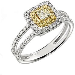 14k Gold 5/8ct TDW White and Yellow Diamond Ring (G-H, SI1-SI2) yellow diamond rings