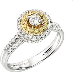 14k Two-tone Gold 1/2ct TDW White and Yellow Diamond Ring (H, SI1) yellow diamond rings