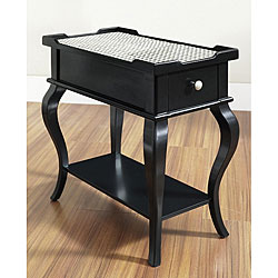 Hand-painted Herringbone Black/ White Accent Table