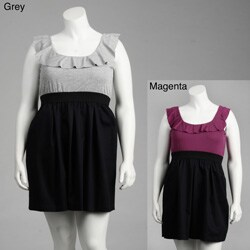 Necessary Objects Junior's Plus Size Sleeveless Flutter Detail Dress