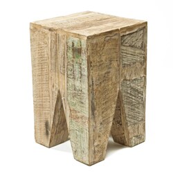 Stripped Wood Geometric Table (India)