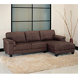 Capri Dark Brown Microsuede Sectional Sofa
