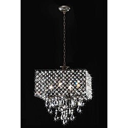 Antique Bronze 4-light Square Crystal Chandelier