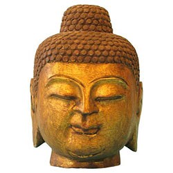 Stone and Gold Leaf Buddha Head Statue (China)