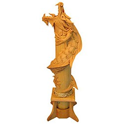 Bamboo Wood 'Fire-breathing' Lucky Dragon Incense Holder (Thailand)