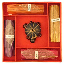 Box and Ceramic Turtle Incense Kit (Thailand)