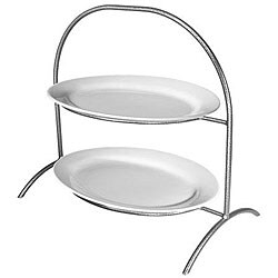 Prestige Porcelain 2-level Platinum Classic Large Oval Platter Tier