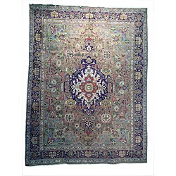 Persian Tabriz Hand-knotted Light Brown Wool Rug (10' x 13')