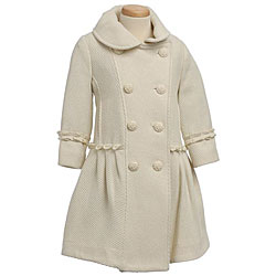 Rothschild Girl's Wool Blend Coat With Ruffle Detail