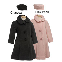 Rothschild Girl's Wool Blend Coat and Hat Set