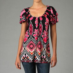 Pink Polka Dot Women's Ruffled ITY Tunic