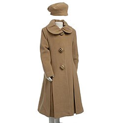 Rothschild Big Girl's Wool Walking Coat with Matching Hat