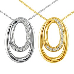 14k Gold 1/10ct TDW Diamond Oval Necklace (H-I, I1-I2)