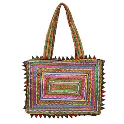 Multicolor Ornate Pabi Rebari Tote Handbag (India)