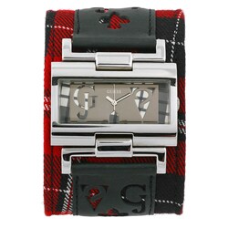 Guess Women's Tartan Plaid Leather Strap Watch