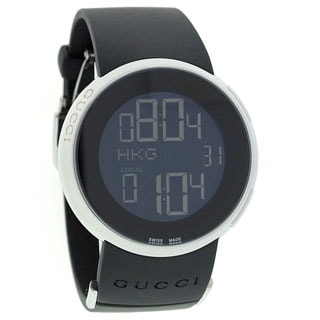 Gucci Men's Stainless Steel Case Black Rubber Strap Digital Watch