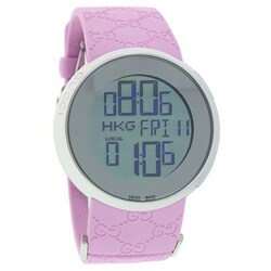 Gucci Men's Stainless Steel Case Pink Rubber Strap Digital Watch