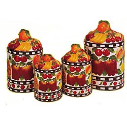 'Fruit Delight' Hand-painted 4-piece Canister Set
