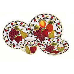 'Fruit Delight' Hand-painted 16-piece Dinnerware Set