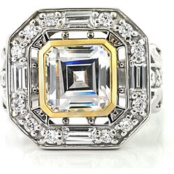 Michael Valitutti Palladium/ Silver/ 14k Gold Cubic Zirconia Ring