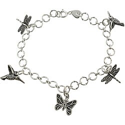 Sterling Silver Flying Critters Charm Bracelet