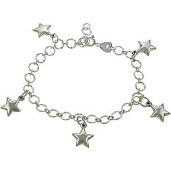 Sterling Silver Puffed Star Charm Bracelet
