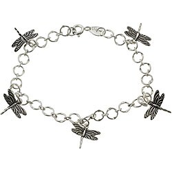 Sterling Silver Dragonfly Charm Bracelet