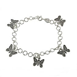 Sterling Silver Butterfly Charm Bracelet