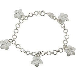 Sterling Silver Plumeria Charm Bracelet